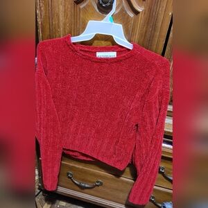 Reverence Point Red Knit Sweater Size Medium Long Sleeve